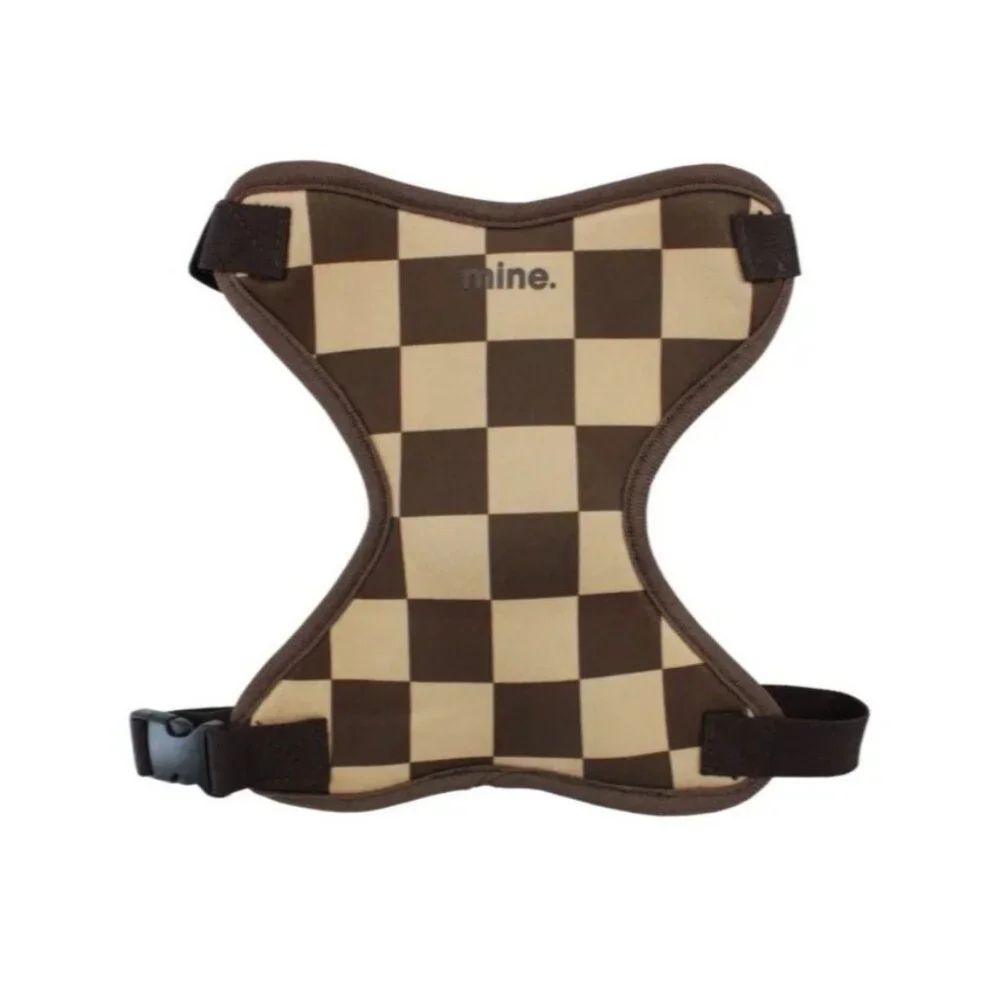 Nordstrom MINE Medium Large 25-65 LB Dog Harness Brown Cream Checkerboard NEW